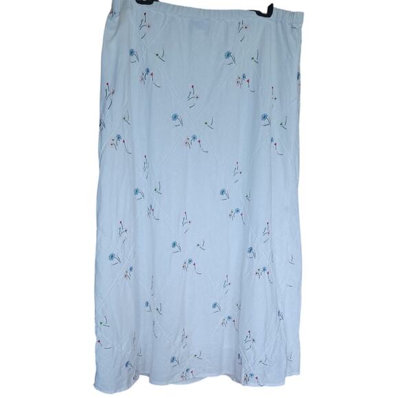 Susan Graver Maxi Skirt White Embroidered Floral Pattern Linen Blend Women's XL - Picture 4 of 7